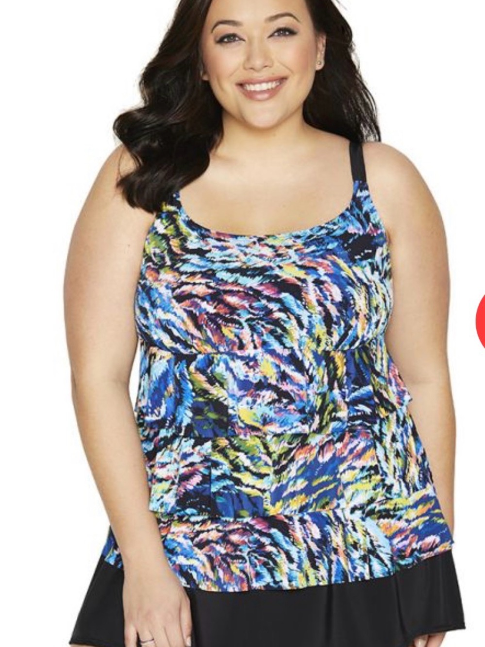 NWT Longitude Plus-Size wild coral ruffle faux skirting Swimsuit size 22W